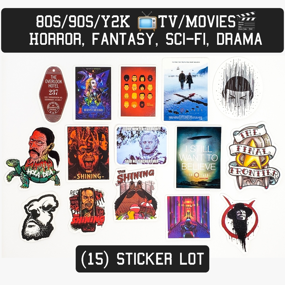 80s/90s/Y2K TV/Movie Horror Sci-Fi (15) Sticker Lot Shining Star Trek X-Files